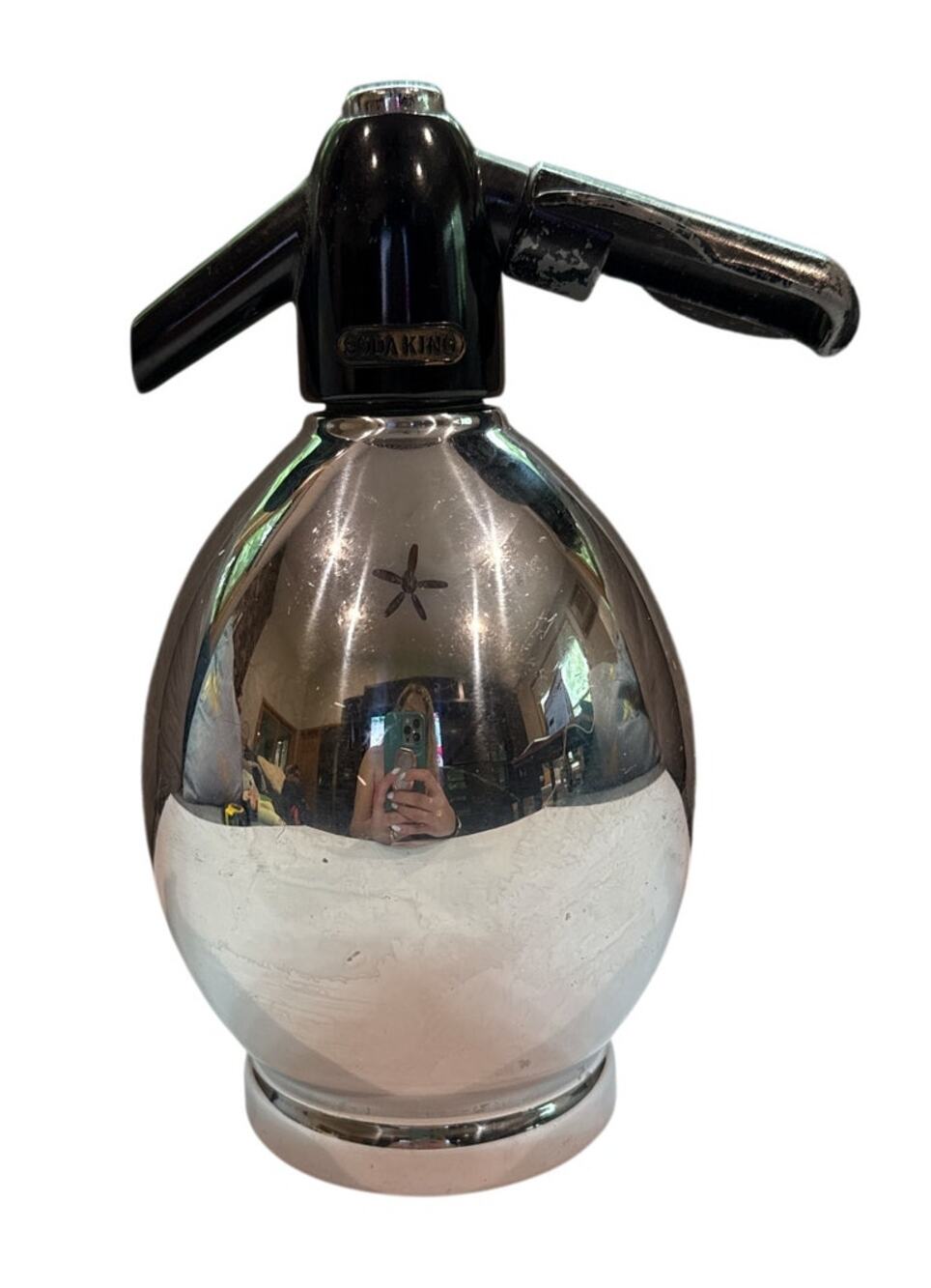 Vintage Soda King Chrome Seltzer Bottle Soda Siphon Barware Mid Century 1960s
